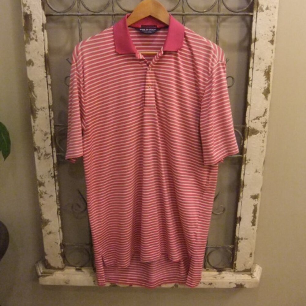 RALPH LAUREN POLO GOLF STRIPED S/S MENS POLO SHIRT -MEDIUM